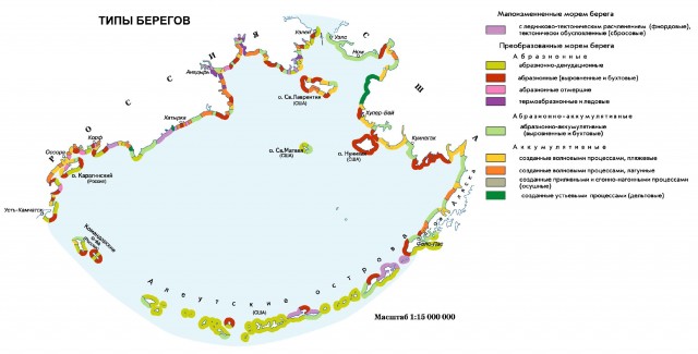 Типы берегов Берингова моря