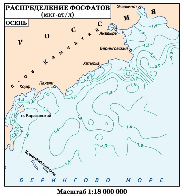 Распределение фосфатов Берингово море
