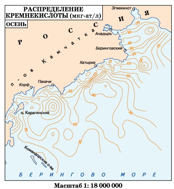 Распределение кремнекислоты Берингово море