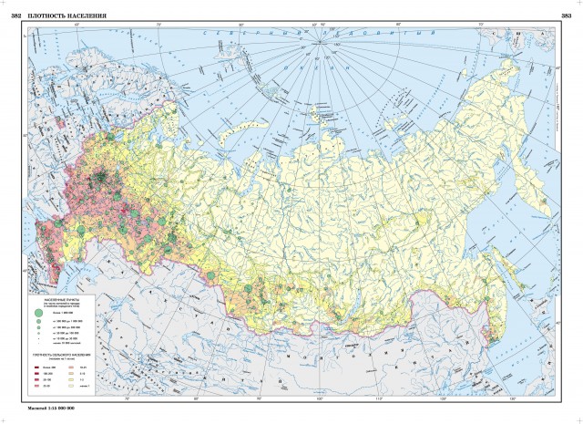 Карта плотность населения России