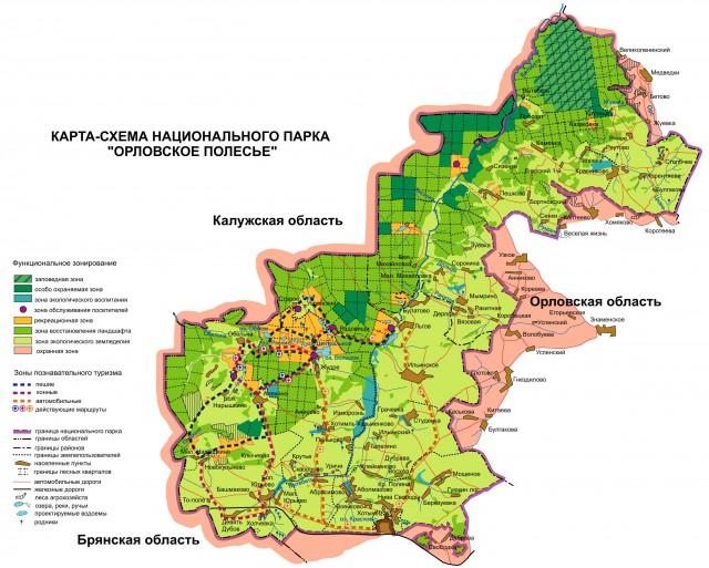 Карта-схема национального парка "Орловское полесье"