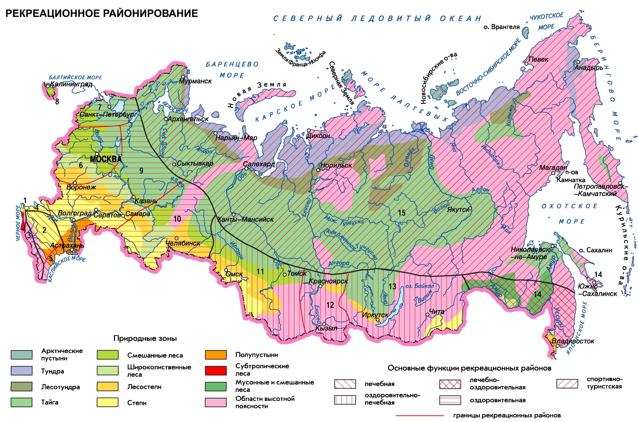 Рекреационные ресурсы России карта
