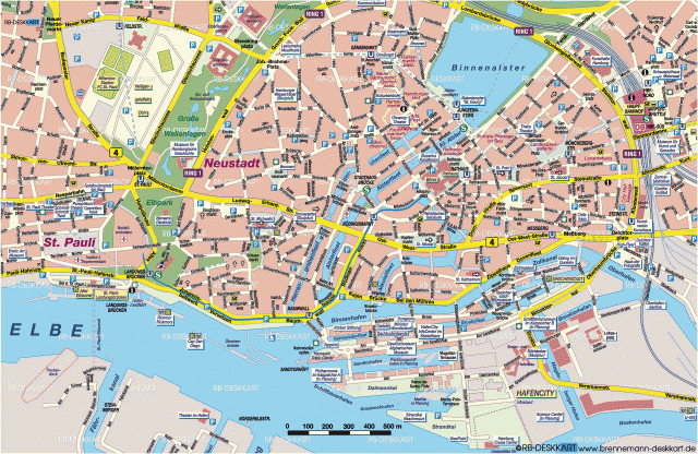 Карта Гамбург, Германия. Подробная карта Гамбурга