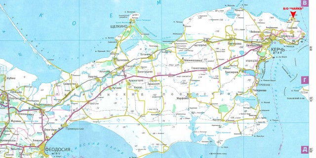 Карта автодорог Керченского полуострова