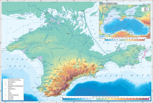 Физическая карта Крымского полуострова