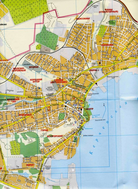 Подробная карта Керчи, с названиями районов