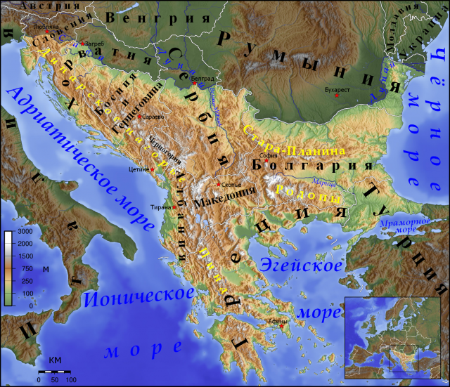 Какие страны расположены на Балканском полуострове?